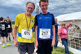 Sebastian Schott mit Olympiasieger Dieter Baumann